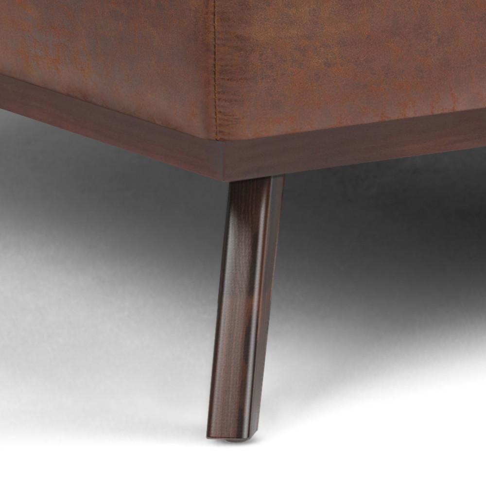 Distressed Saddle Brown Distressed Vegan Leather | Owen XL Square Storage Ottoman