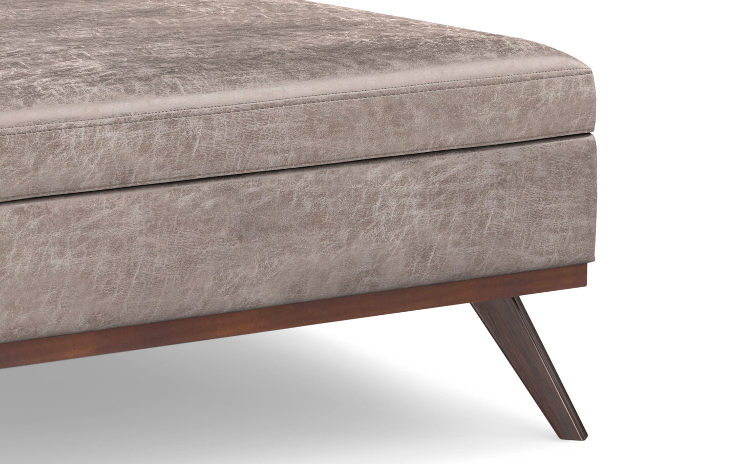 Distressed Grey Taupe Distressed Vegan Leather | Owen XL Square Storage Ottoman