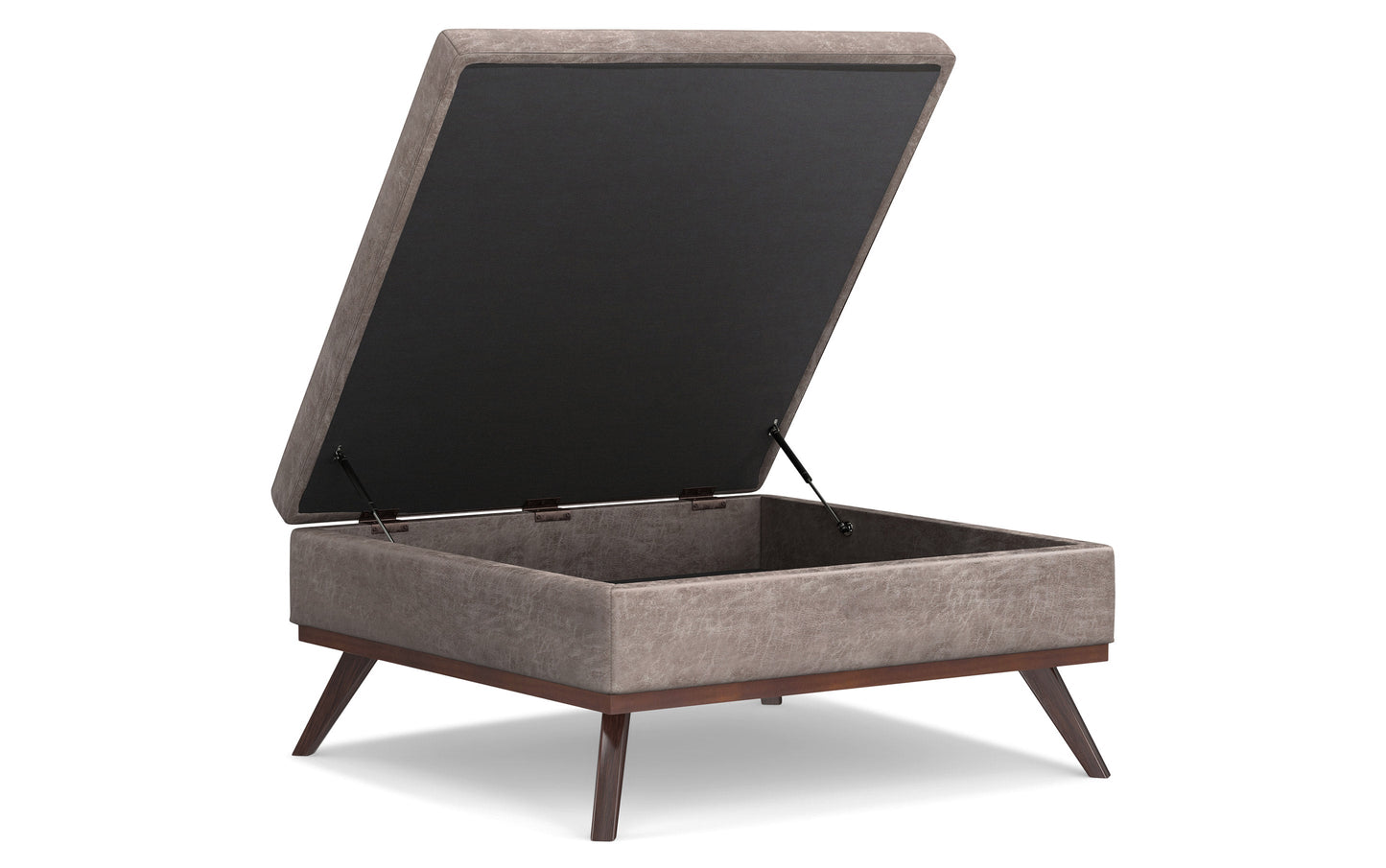 Distressed Grey Taupe Distressed Vegan Leather | Owen XL Square Storage Ottoman