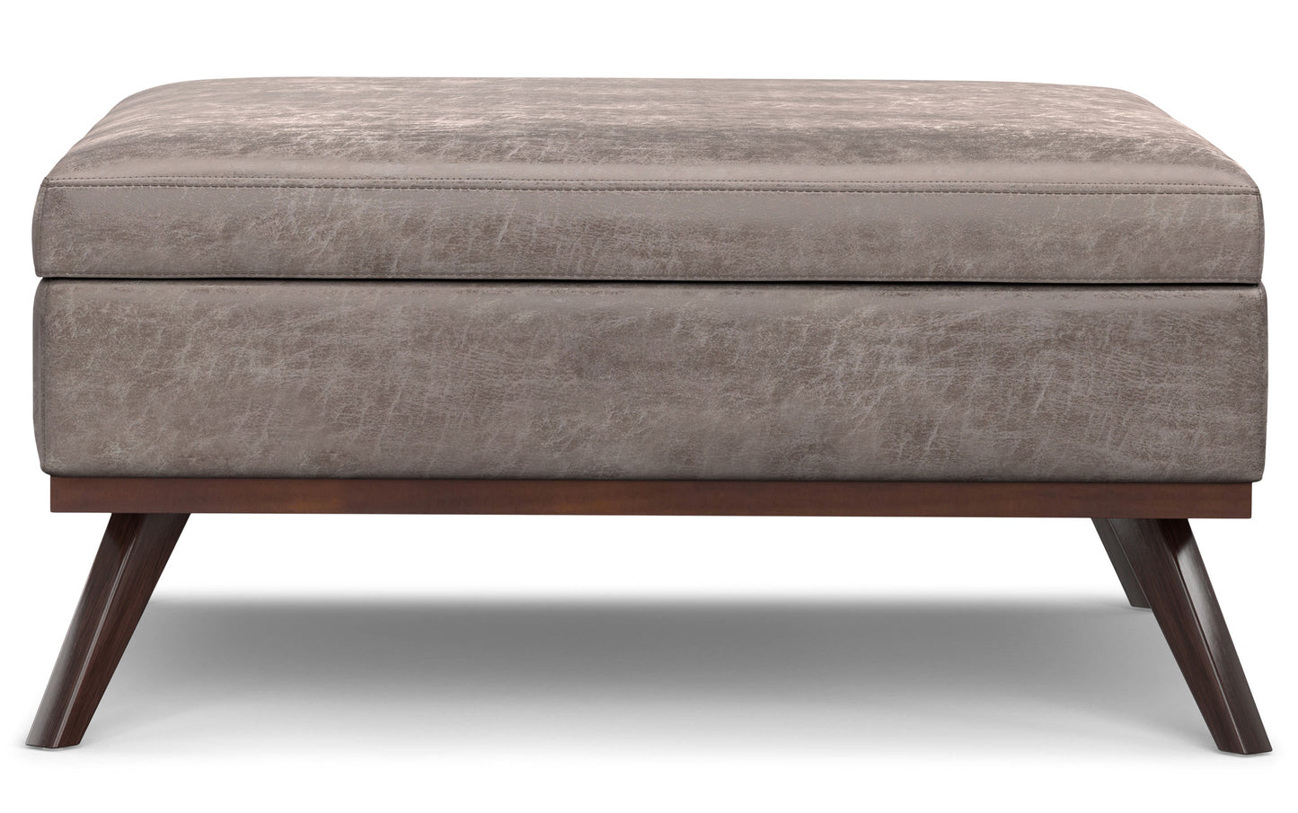 Distressed Grey Taupe Distressed Vegan Leather | Owen XL Square Storage Ottoman