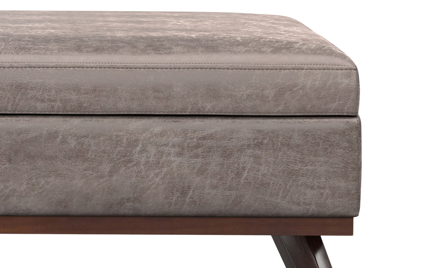 Distressed Grey Taupe Distressed Vegan Leather | Owen XL Square Storage Ottoman