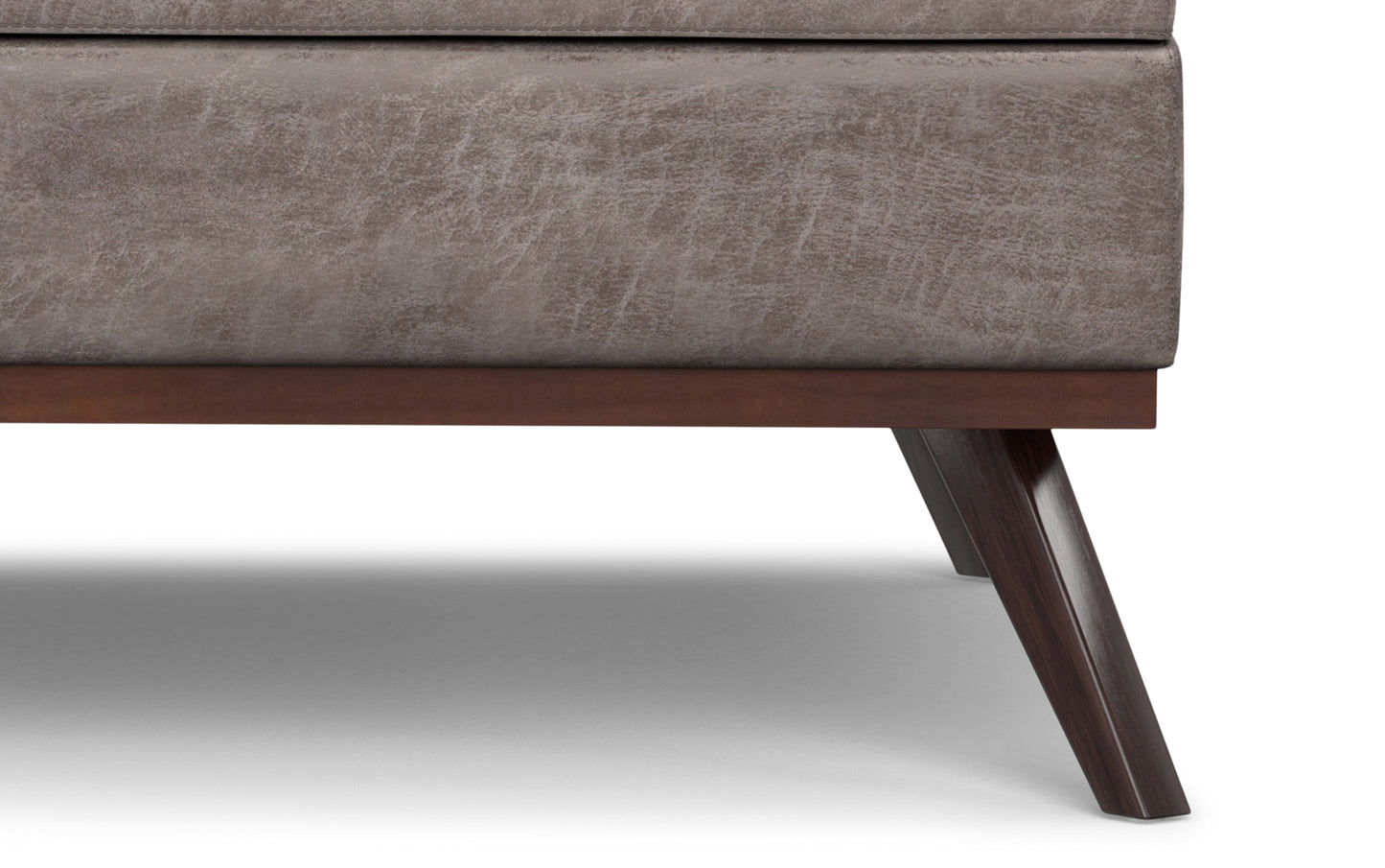 Distressed Grey Taupe Distressed Vegan Leather | Owen XL Square Storage Ottoman