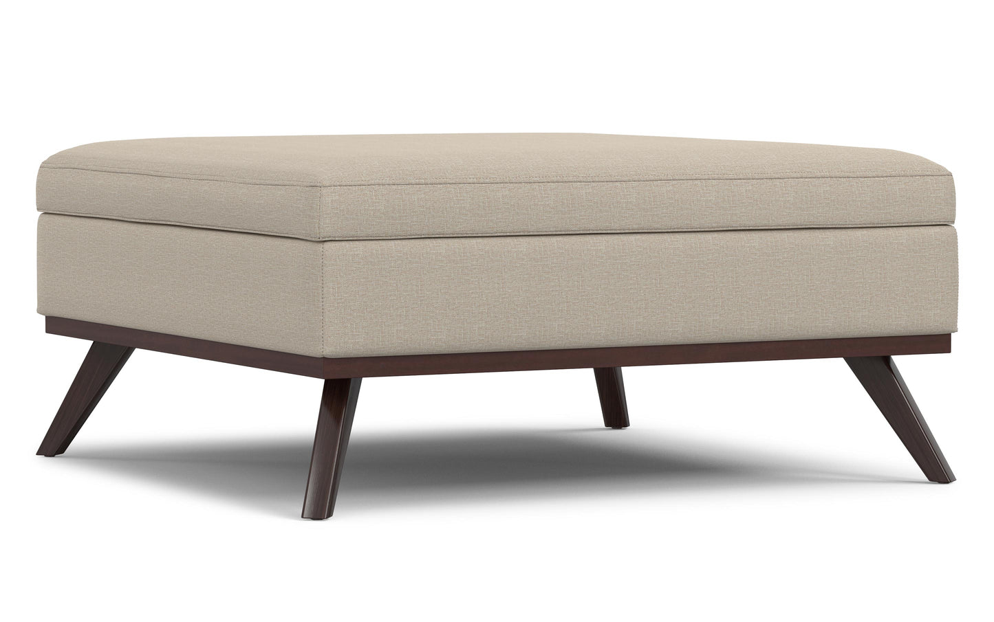 Natural Linen Style Fabric | Owen XL Square Coffee Table Storage Ottoman in Linen Style Fabric