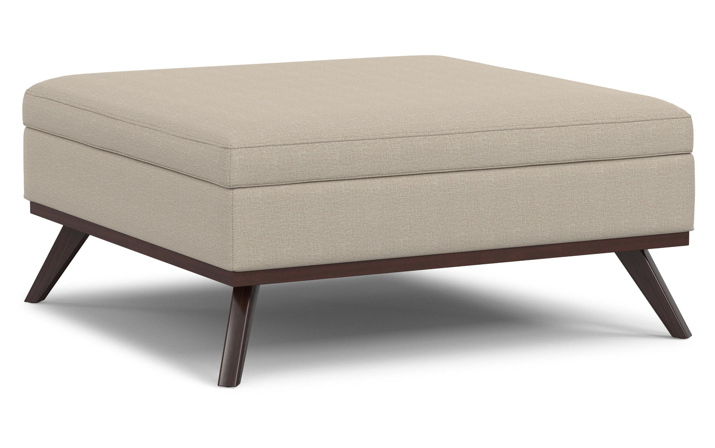 Natural Linen Style Fabric | Owen XL Square Coffee Table Storage Ottoman in Linen Style Fabric