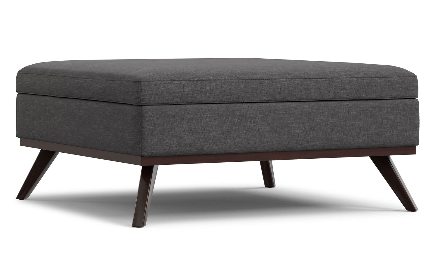 Slate Grey Linen Style Fabric | Owen XL Square Coffee Table Storage Ottoman in Linen Style Fabric