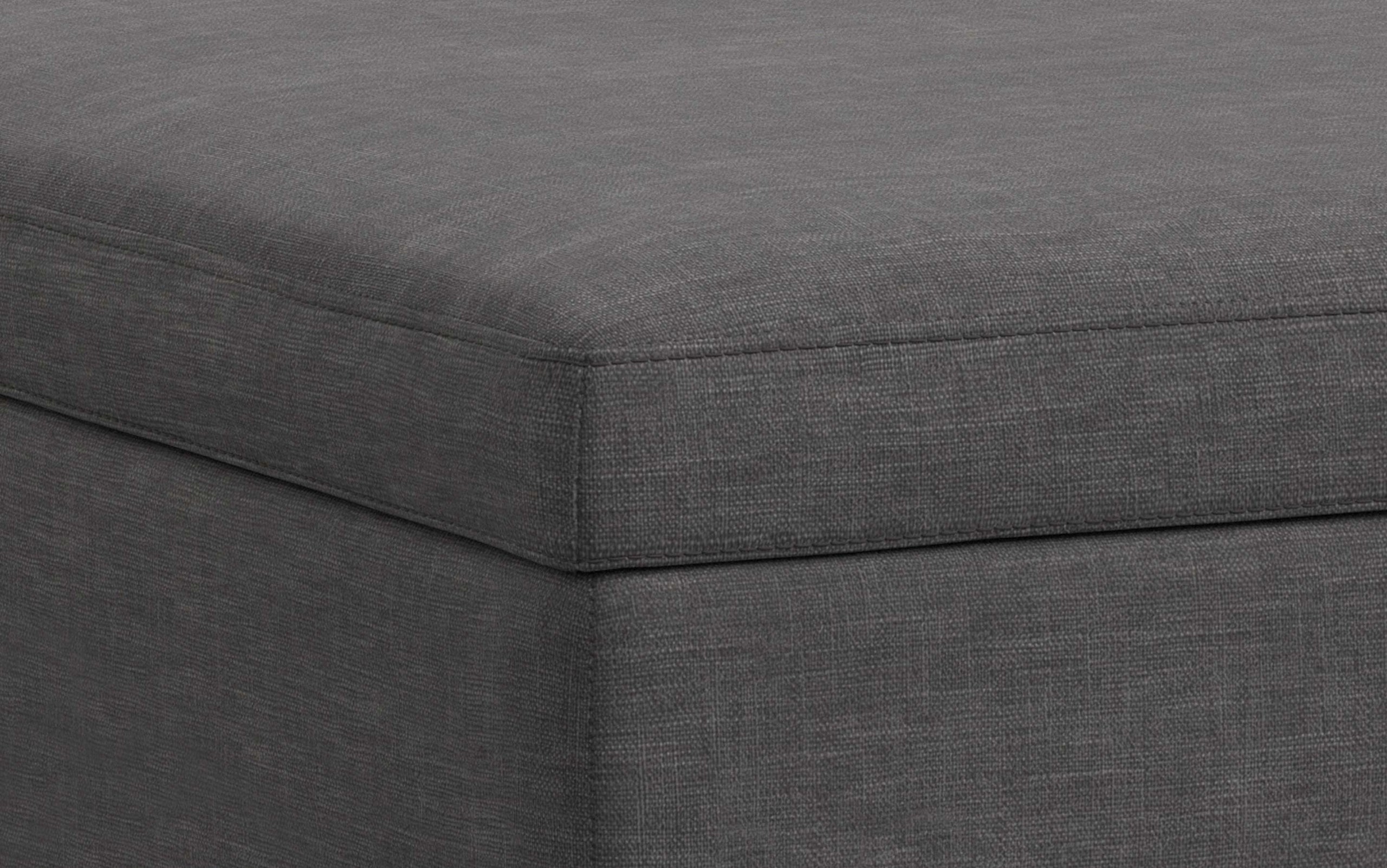 Slate Grey Linen Style Fabric | Owen XL Square Coffee Table Storage Ottoman in Linen Style Fabric