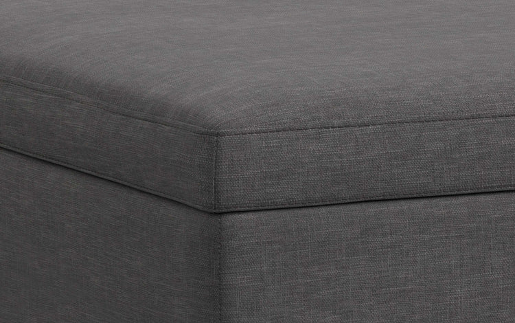 Slate Grey Linen Style Fabric | Owen XL Square Coffee Table Storage Ottoman in Linen Style Fabric