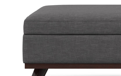 Slate Grey Linen Style Fabric | Owen XL Square Coffee Table Storage Ottoman in Linen Style Fabric