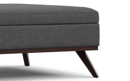 Slate Grey Linen Style Fabric | Owen XL Square Coffee Table Storage Ottoman in Linen Style Fabric