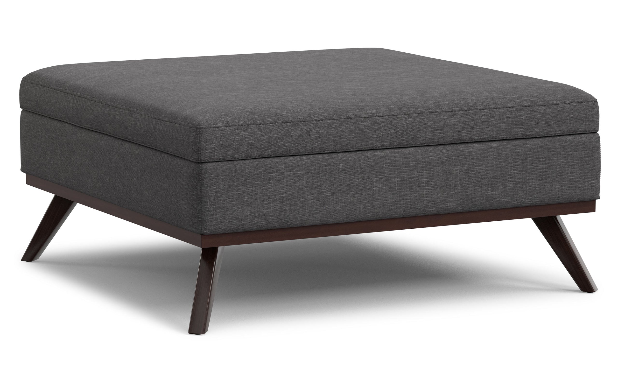 Slate Grey Linen Style Fabric | Owen XL Square Coffee Table Storage Ottoman in Linen Style Fabric