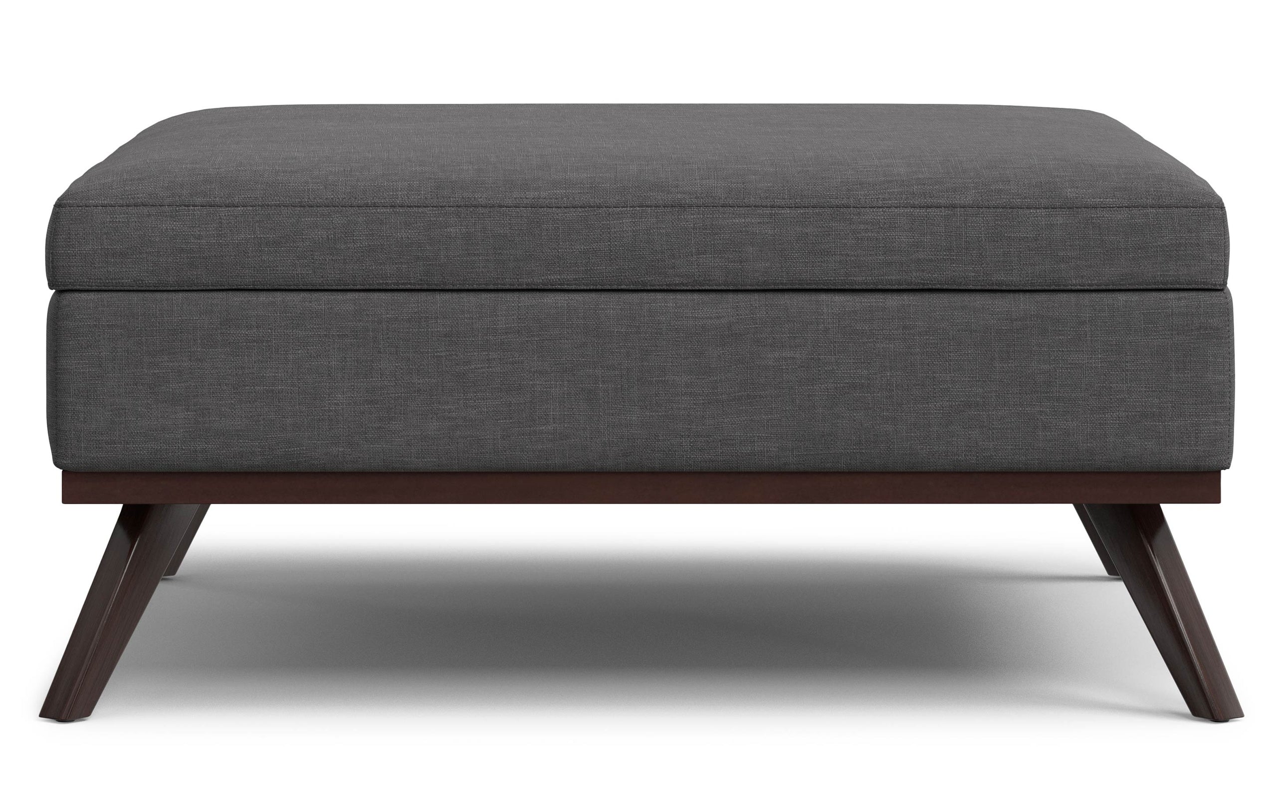 Slate Grey Linen Style Fabric | Owen XL Square Coffee Table Storage Ottoman in Linen Style Fabric