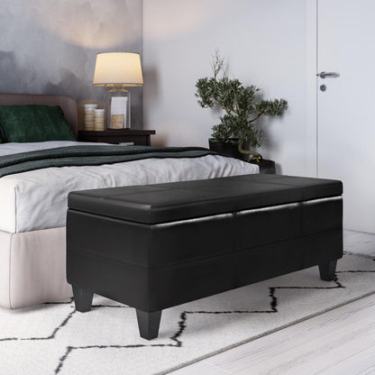 Midnight Black | Afton Storage Ottoman Bench