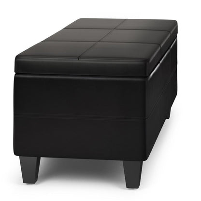 Midnight Black | Afton Storage Ottoman Bench