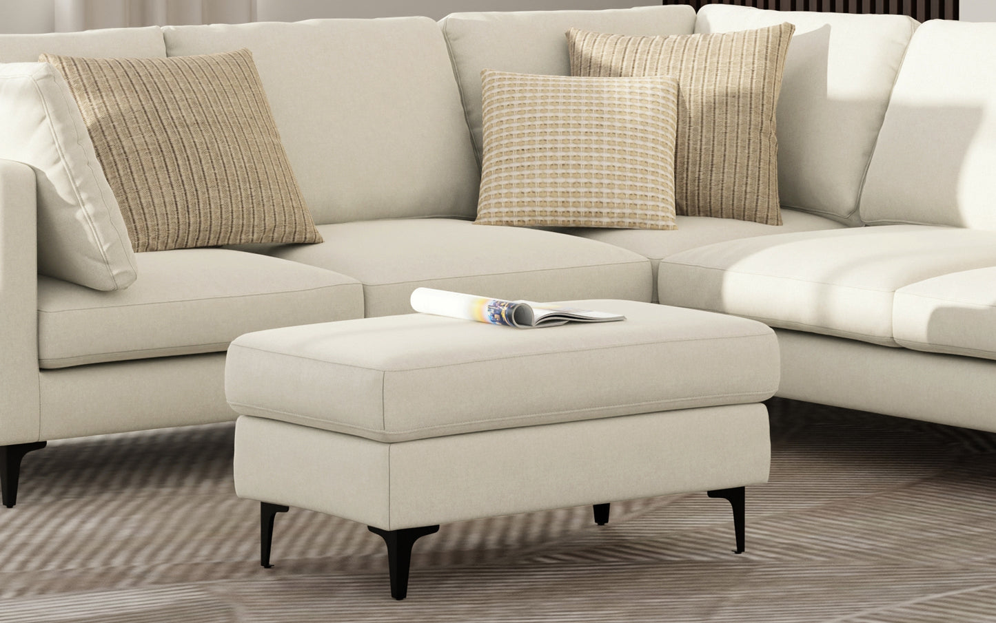 Cream | Ava Mid Century Ottoman