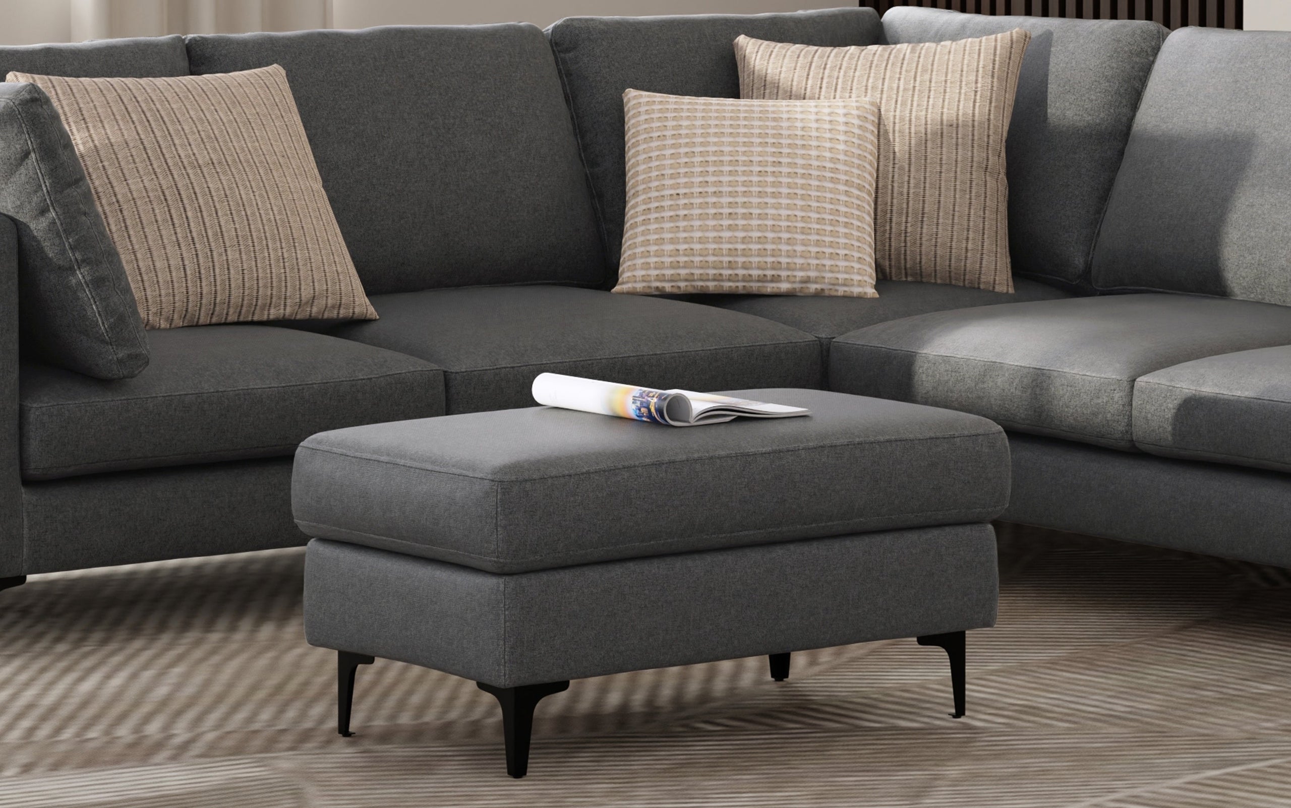 Pebble Grey | Ava Mid Century Ottoman