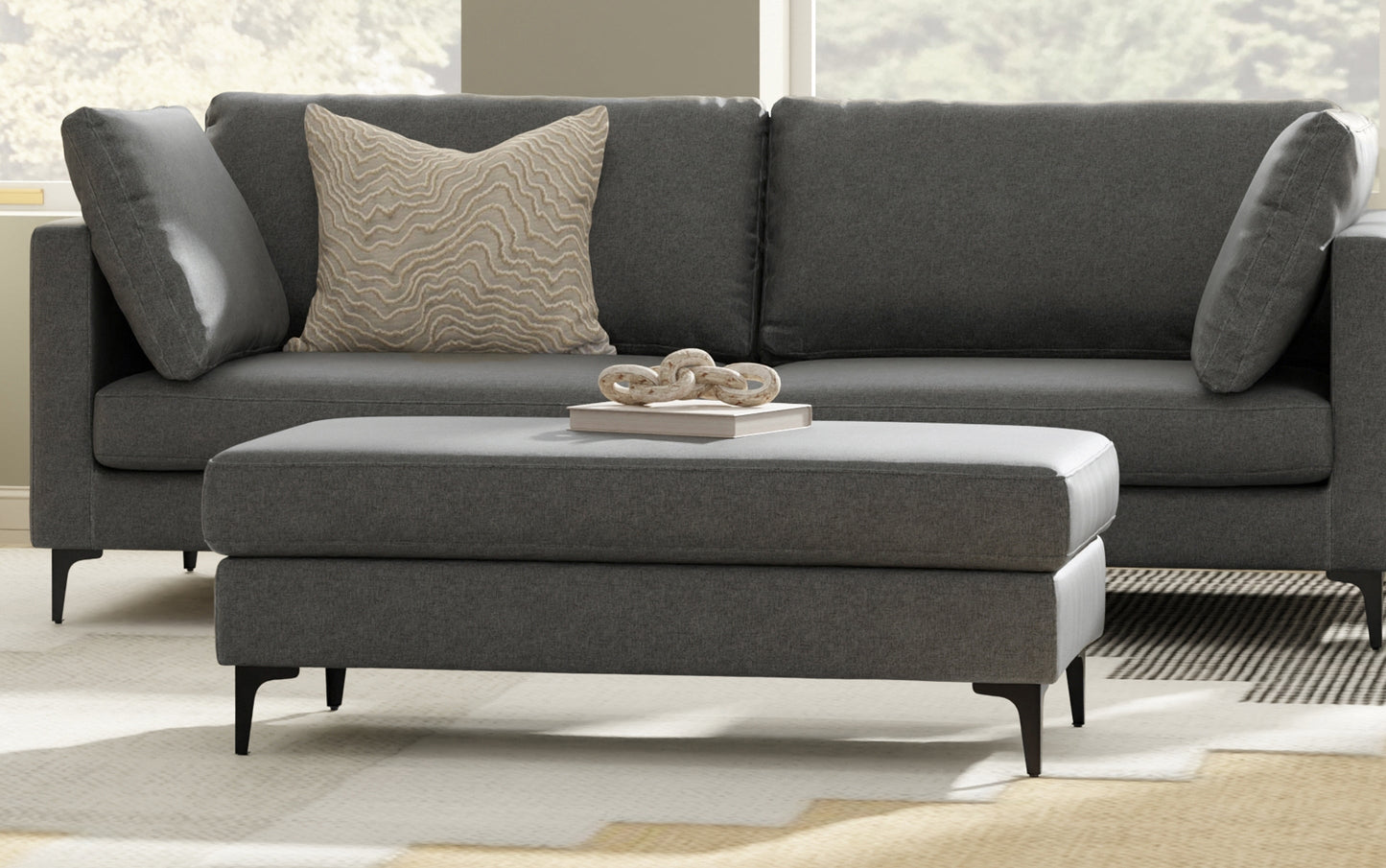 Pebble Grey | Ava Mid Century Ottoman Bench