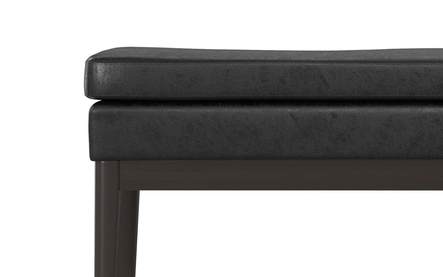 Distressed Black Distressed Vegan Leather | Carlson Ottoman Bench in Distressed Vegan Leather