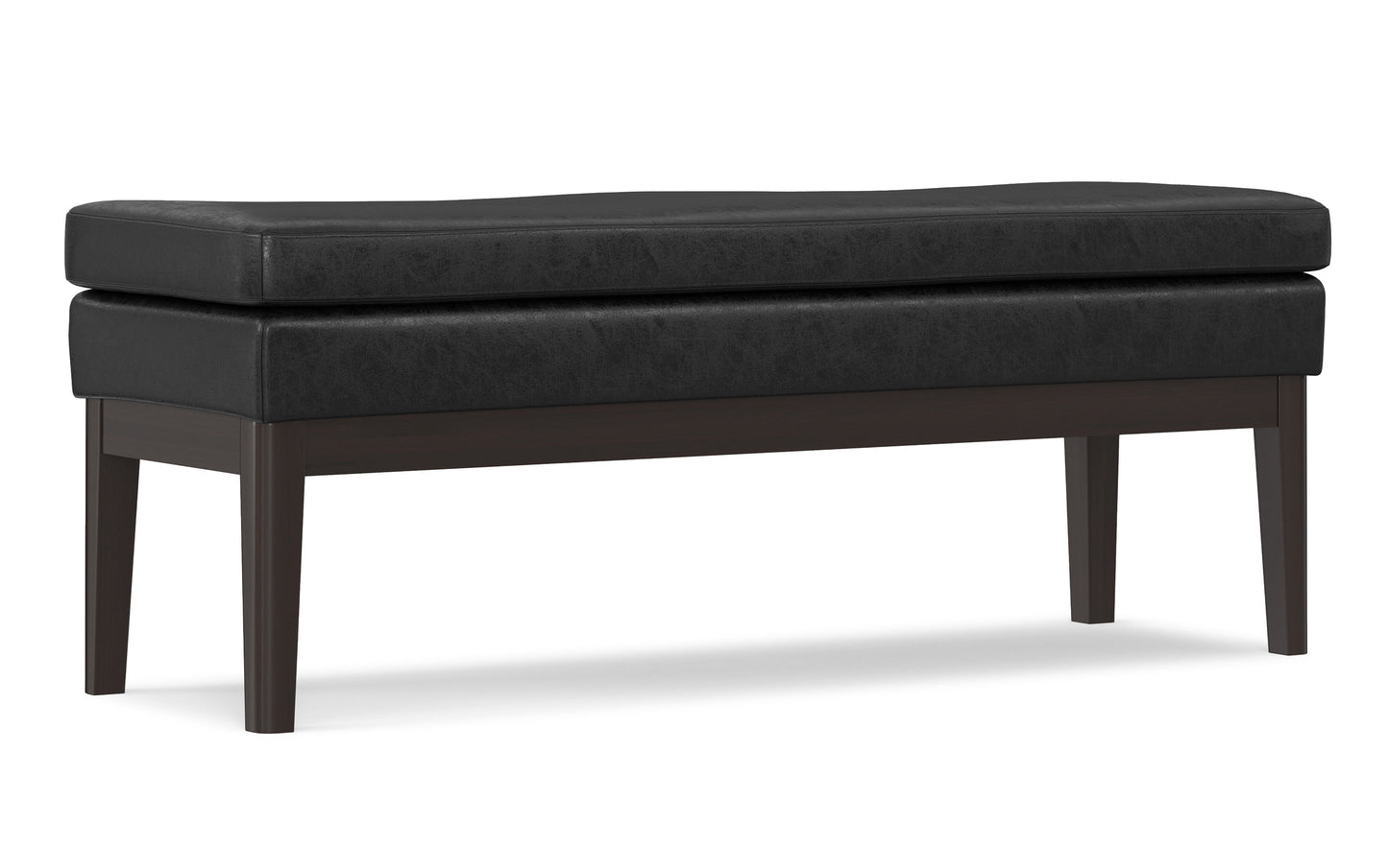 Distressed Black Distressed Vegan Leather | Carlson Ottoman Bench in Distressed Vegan Leather