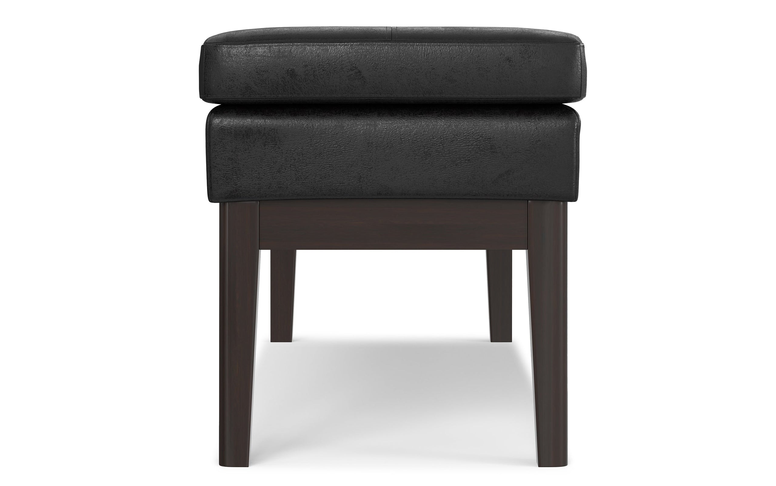 Distressed Black Distressed Vegan Leather | Carlson Ottoman Bench in Distressed Vegan Leather