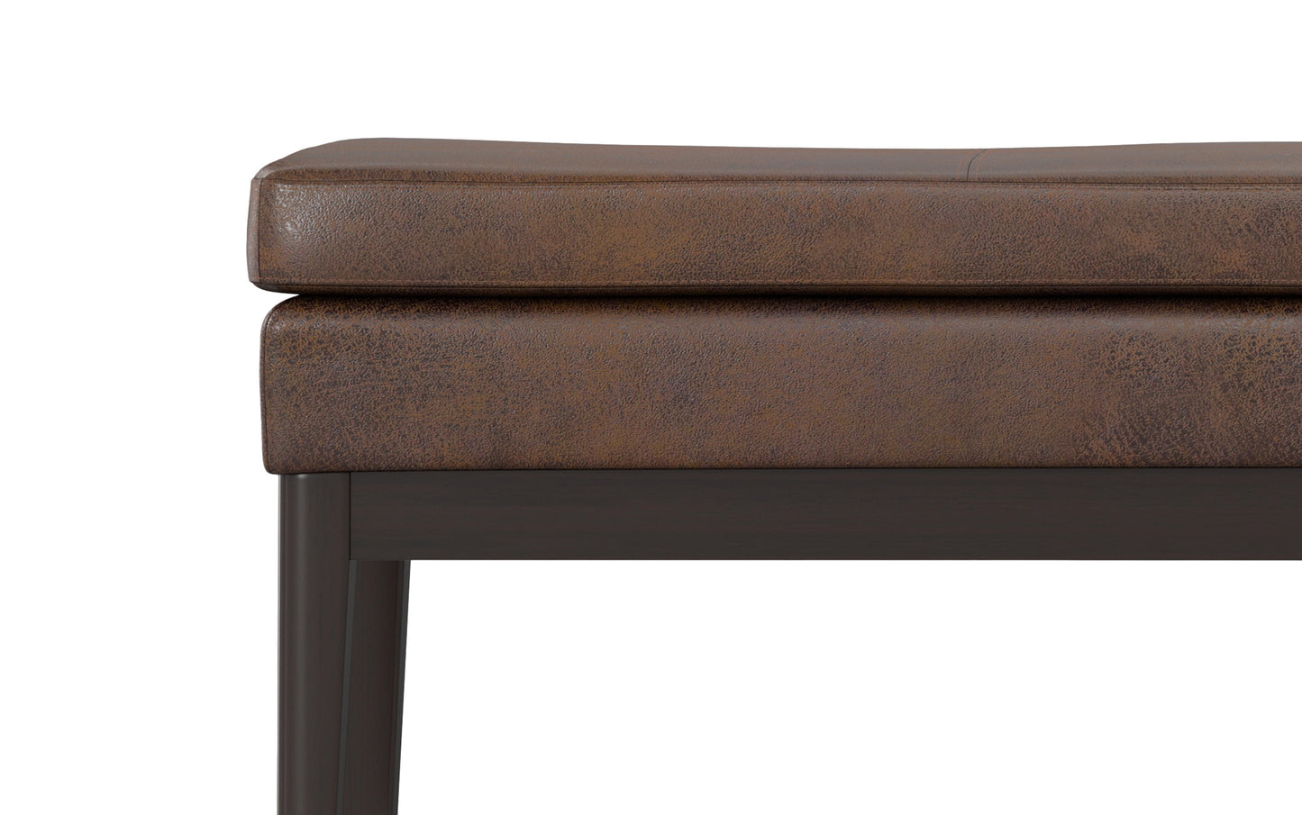 Distressed Chestnut Brown Distressed Vegan Leather | Carlson Ottoman Bench in Distressed Vegan Leather