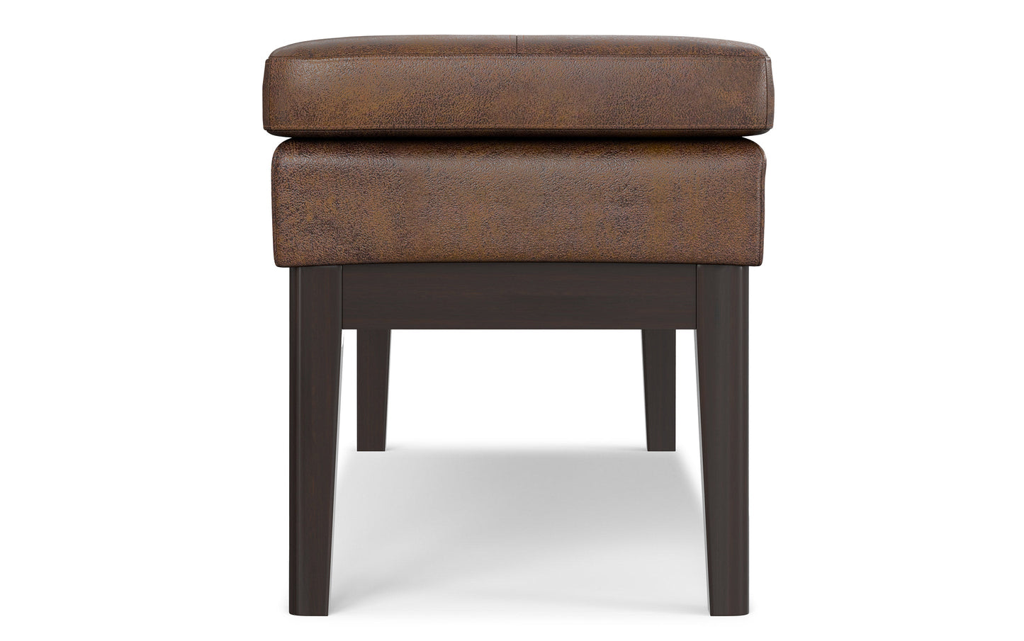 Distressed Chestnut Brown Distressed Vegan Leather | Carlson Ottoman Bench in Distressed Vegan Leather