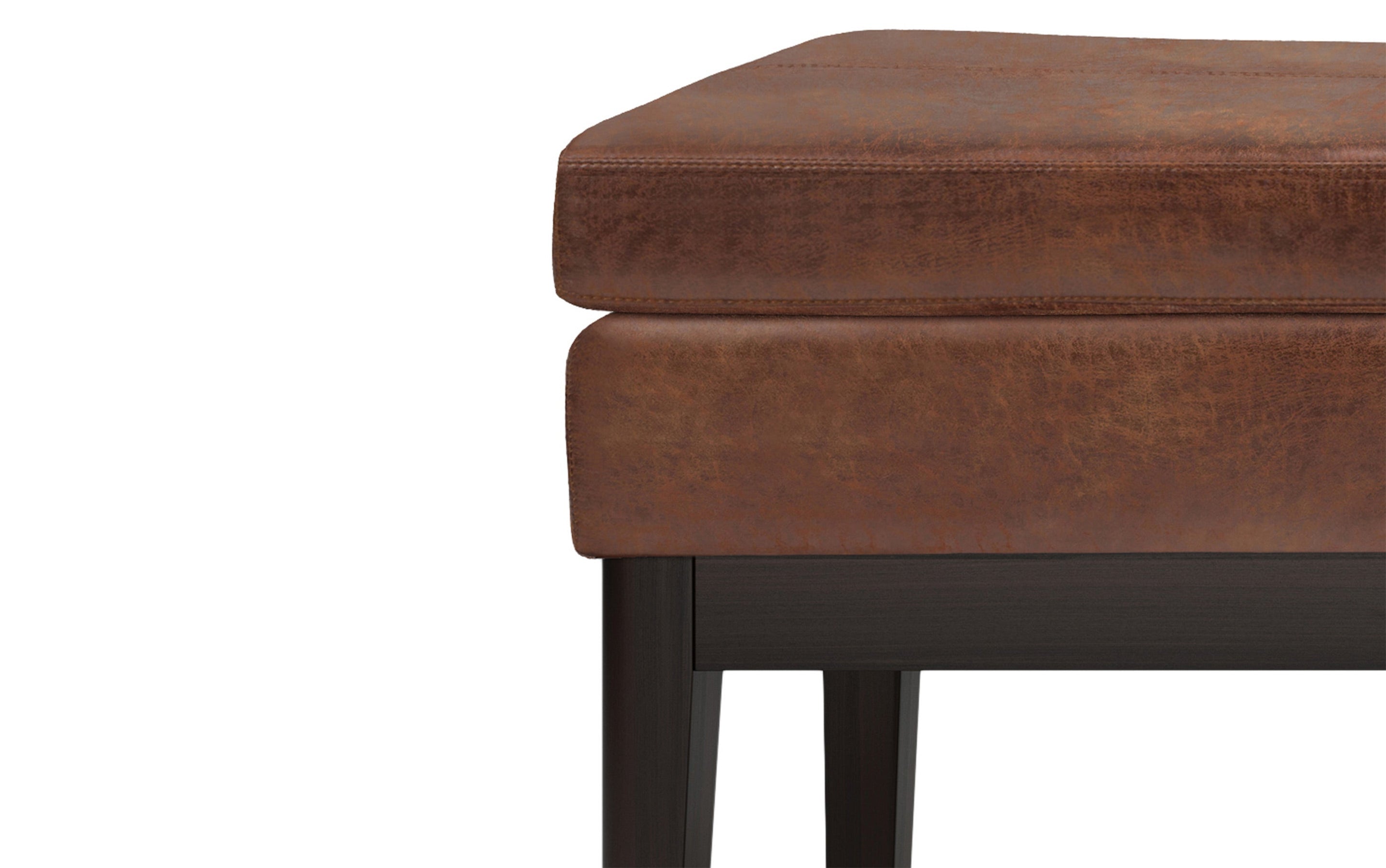 Distressed Saddle Brown | Carlson Ottoman Bench