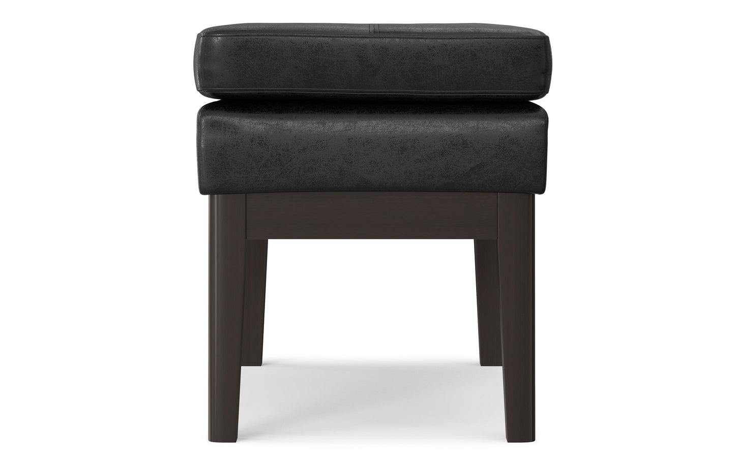 Distressed Black Distressed Vegan Leather | Carlson Small Ottoman Bench Distressed Vegan Leather