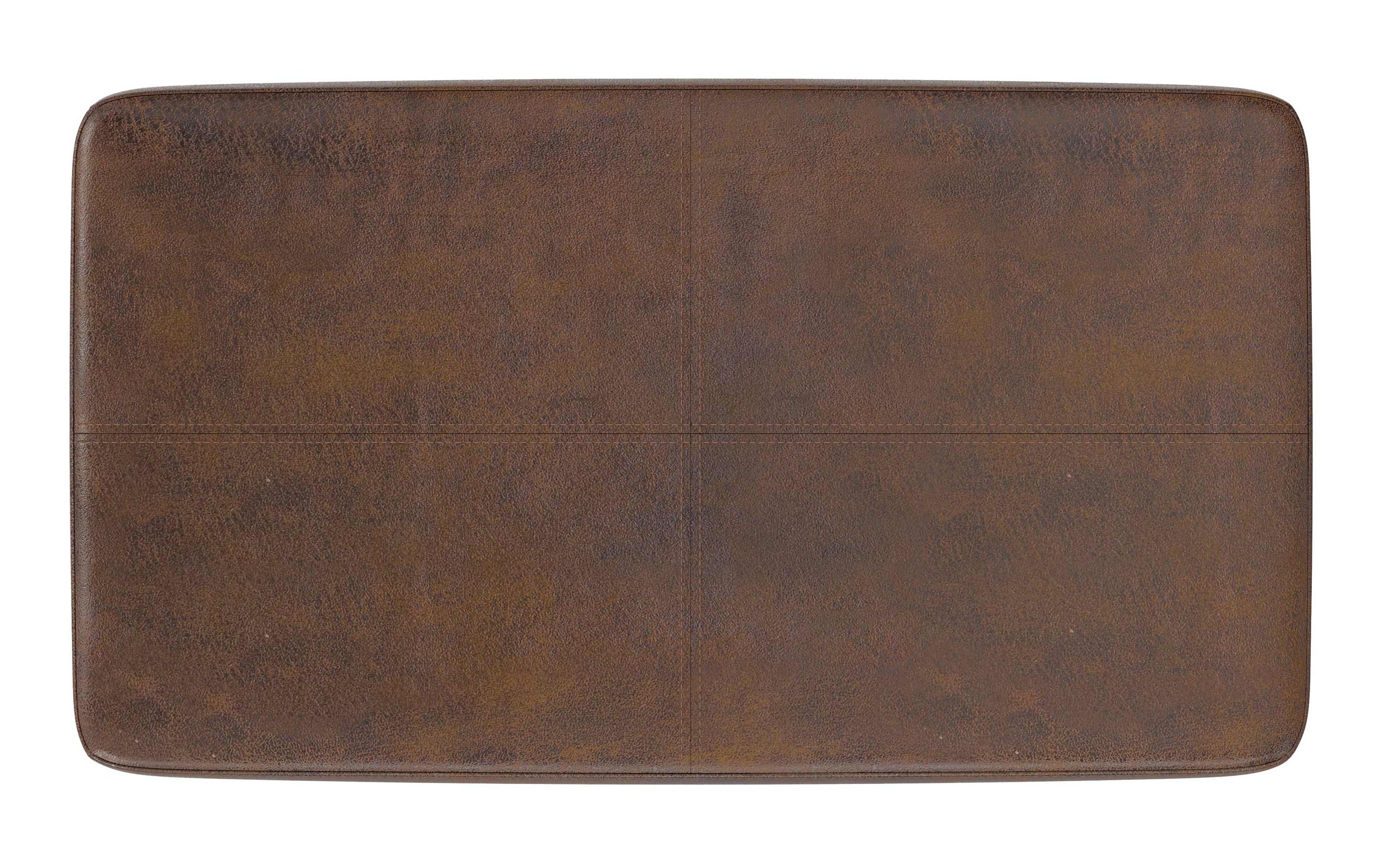 Distressed Chestnut Brown Distressed Vegan Leather | Carlson Small Ottoman Bench Distressed Vegan Leather