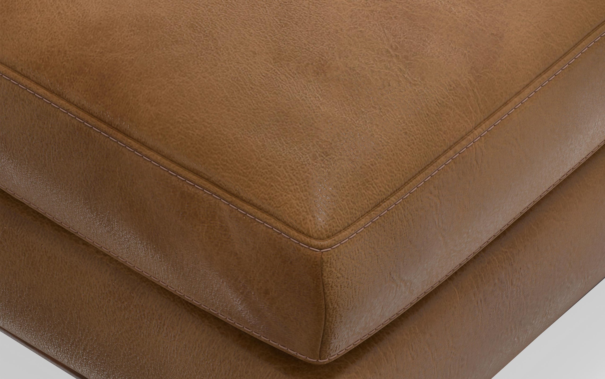 Caramel Brown Genuine Top Grain Leather | Morrison Ottoman in Genuine Top Grain Leather