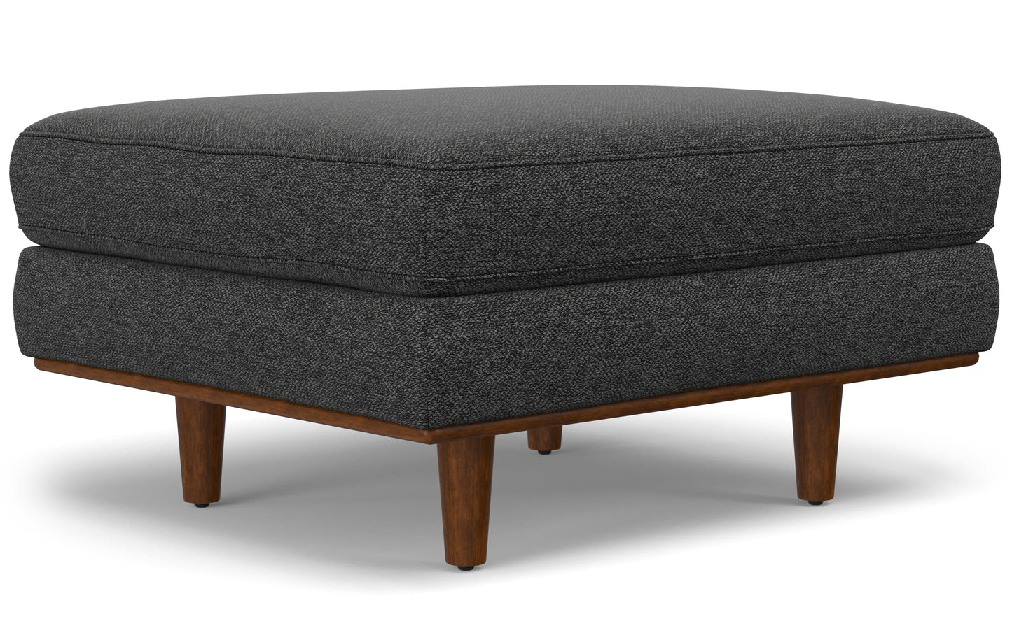 Charcoal Grey Woven-Blend Fabric | Morrison Ottoman