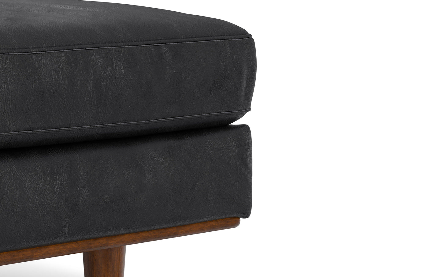 Lead Black Genuine Top Grain Leather | Morrison Ottoman in Genuine Top Grain Leather