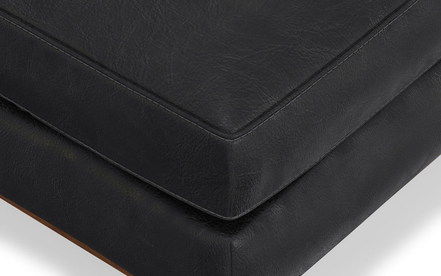 Lead Black Genuine Top Grain Leather | Morrison Ottoman in Genuine Top Grain Leather