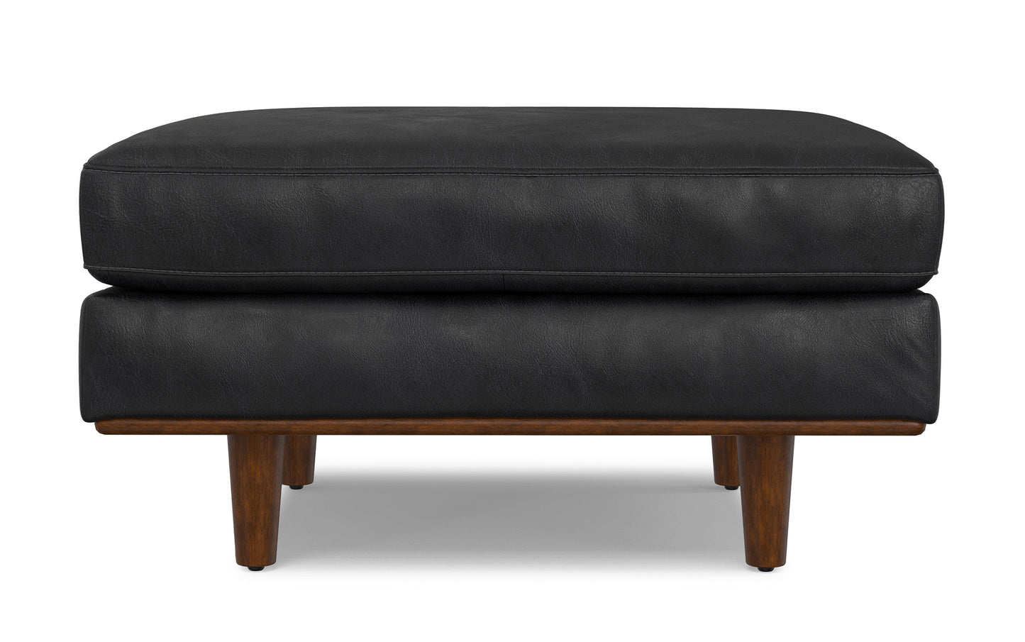 Lead Black Genuine Top Grain Leather | Morrison Ottoman in Genuine Top Grain Leather