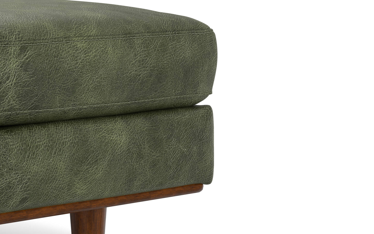 Moss Green Genuine Top Grain Leather | Morrison Ottoman in Genuine Top Grain Leather