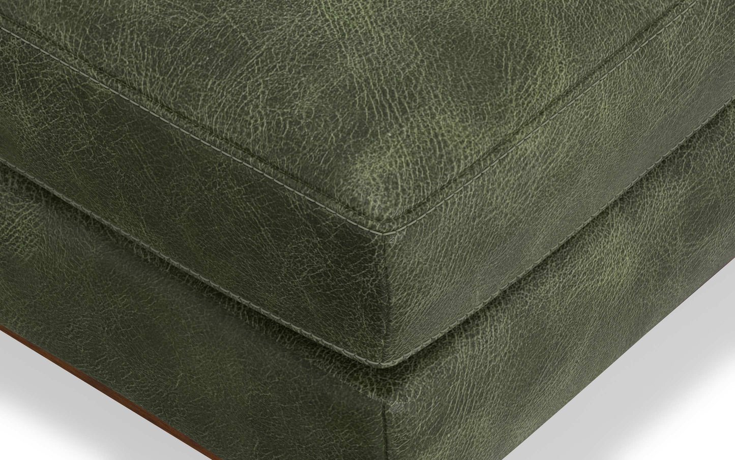 Moss Green Genuine Top Grain Leather | Morrison Ottoman in Genuine Top Grain Leather