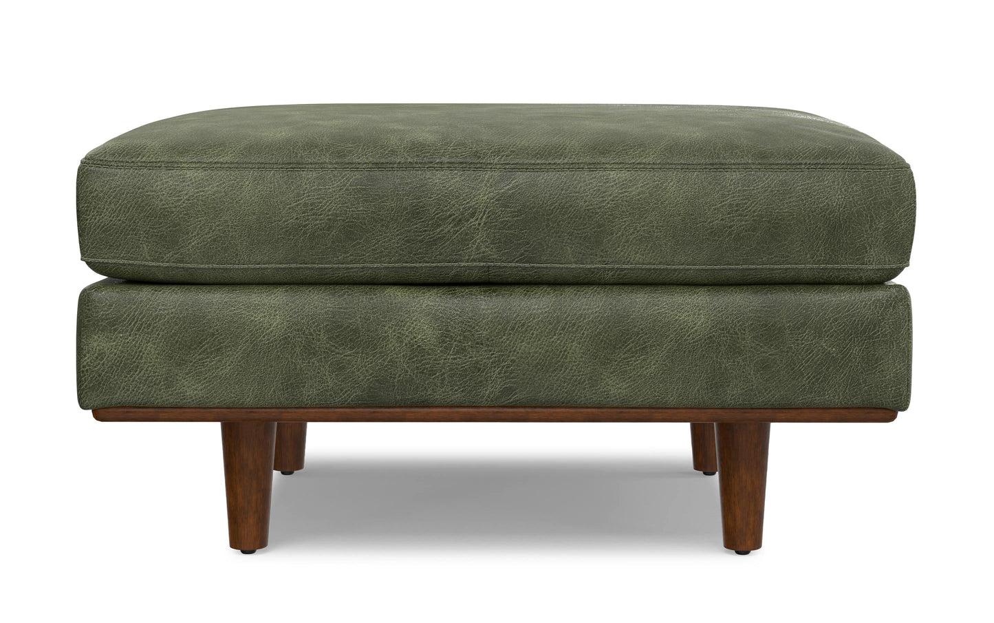 Moss Green Genuine Top Grain Leather | Morrison Ottoman in Genuine Top Grain Leather