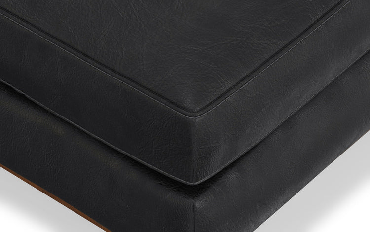 Lead Black Genuine Top Grain Leather | Morrison Large Rectangular Ottoman in Genuine Leather