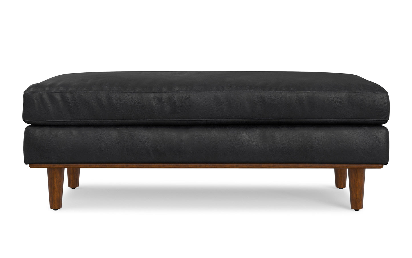 Lead Black Genuine Top Grain Leather | Morrison Large Rectangular Ottoman in Genuine Leather