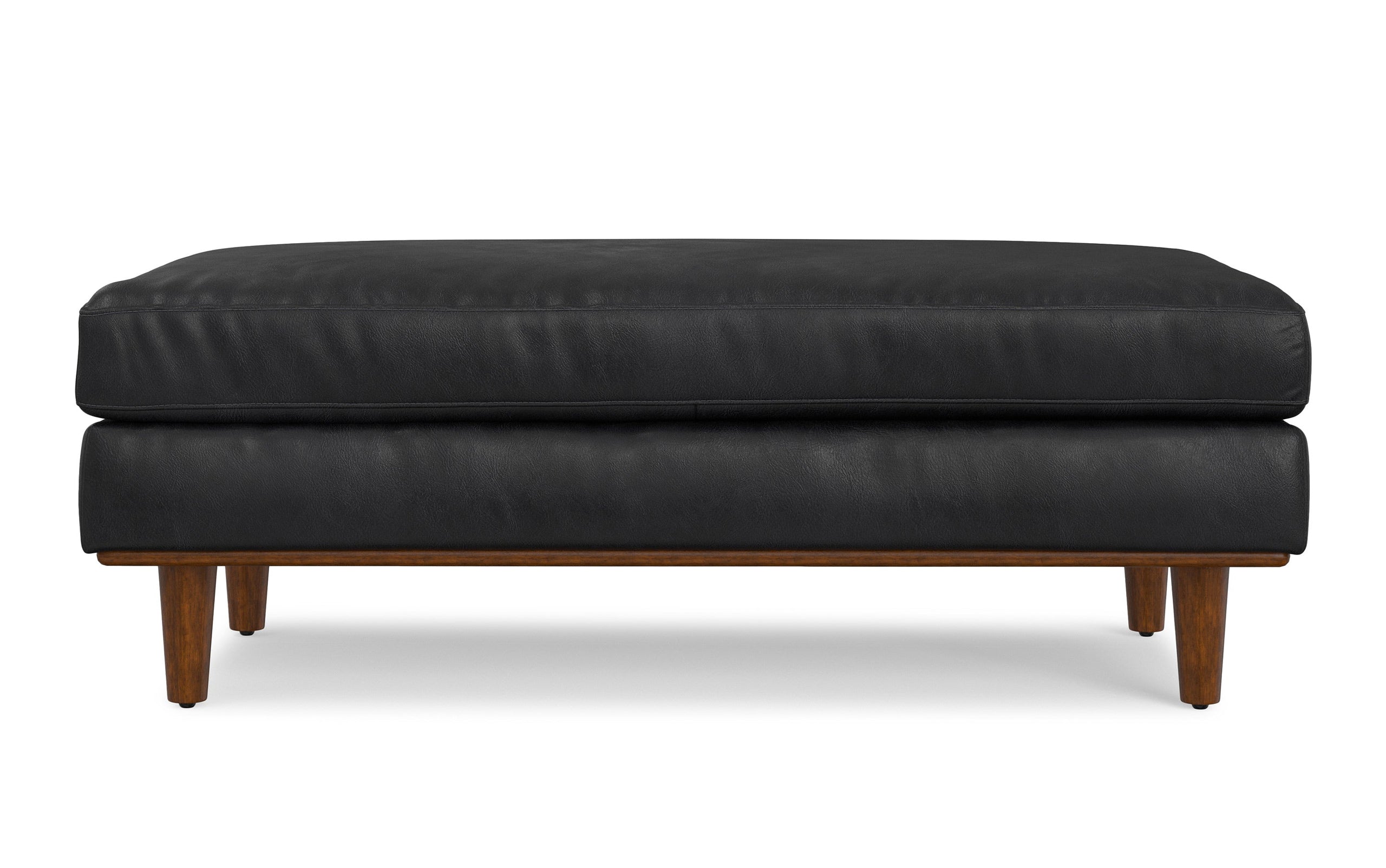 Lead Black Genuine Top Grain Leather | Morrison Large Rectangular Ottoman in Genuine Leather