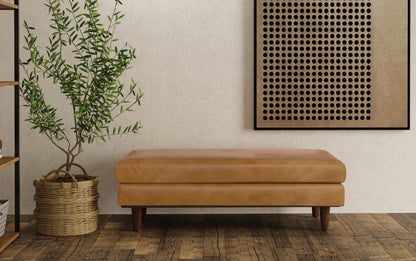 Sienna Genuine Top Grain Leather | Morrison Large Rectangular Ottoman in Genuine Leather