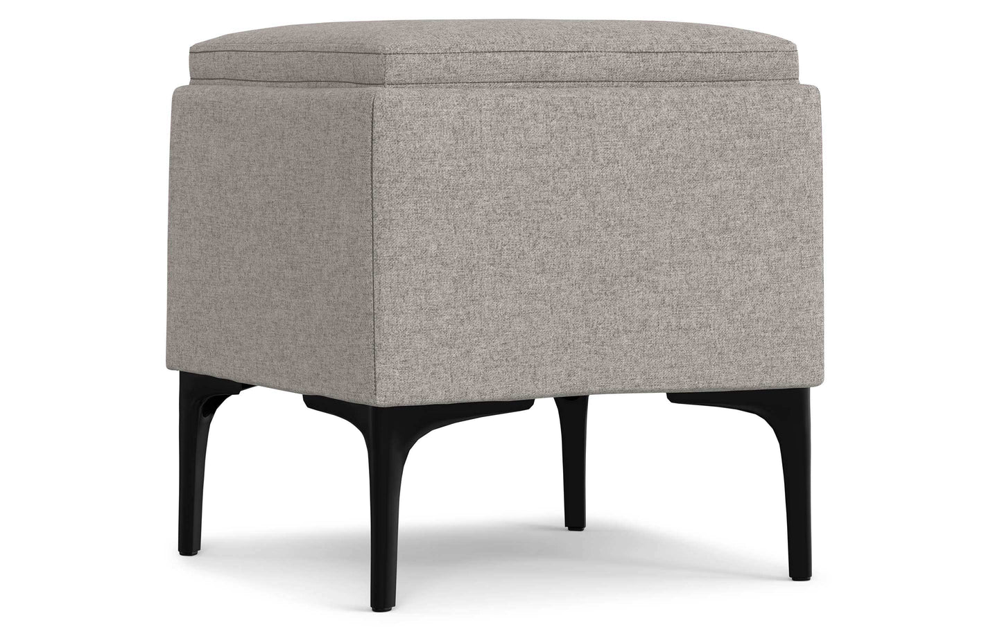 Cloud Grey Linen Style Fabric | Natasha Storage Ottoman with Tray