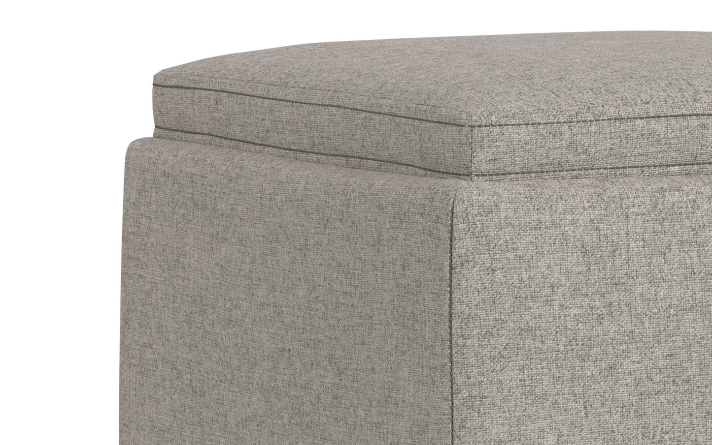 Cloud Grey Linen Style Fabric | Natasha Storage Ottoman with Tray