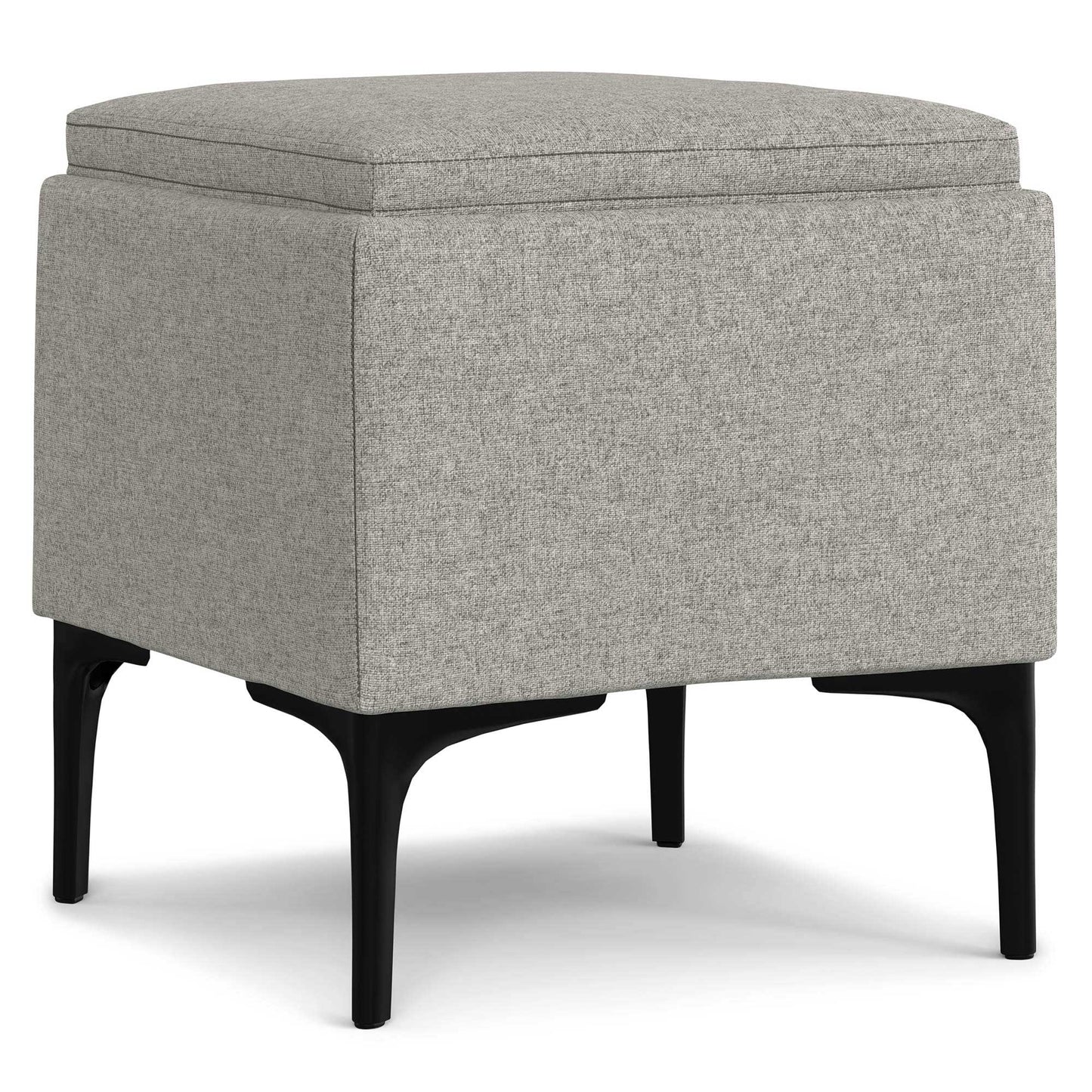 Cloud Grey Linen Style Fabric | Natasha Storage Ottoman with Tray