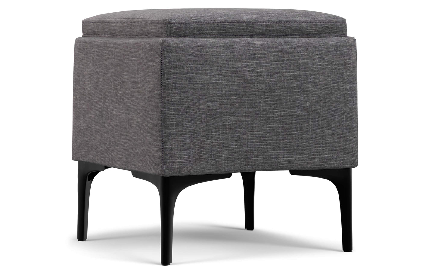 Slate Grey Linen Style Fabric | Natasha Storage Ottoman with Tray