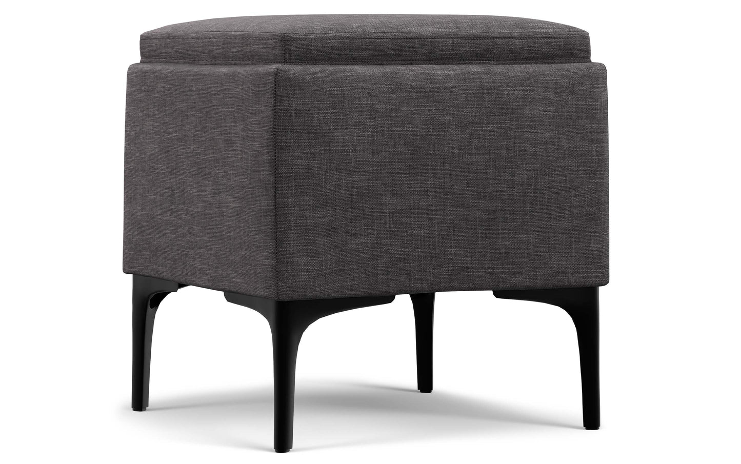 Slate Grey Linen Style Fabric | Natasha Storage Ottoman with Tray