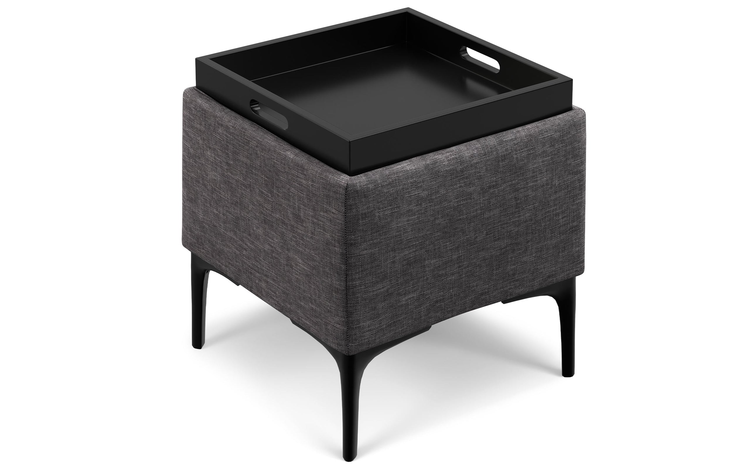 Slate Grey Linen Style Fabric | Natasha Storage Ottoman with Tray