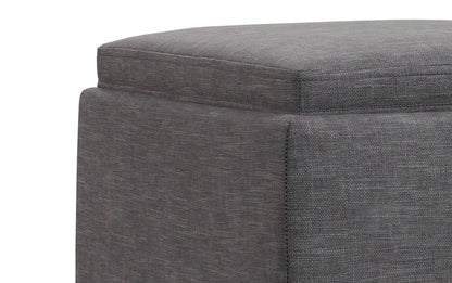 Slate Grey Linen Style Fabric | Natasha Storage Ottoman with Tray