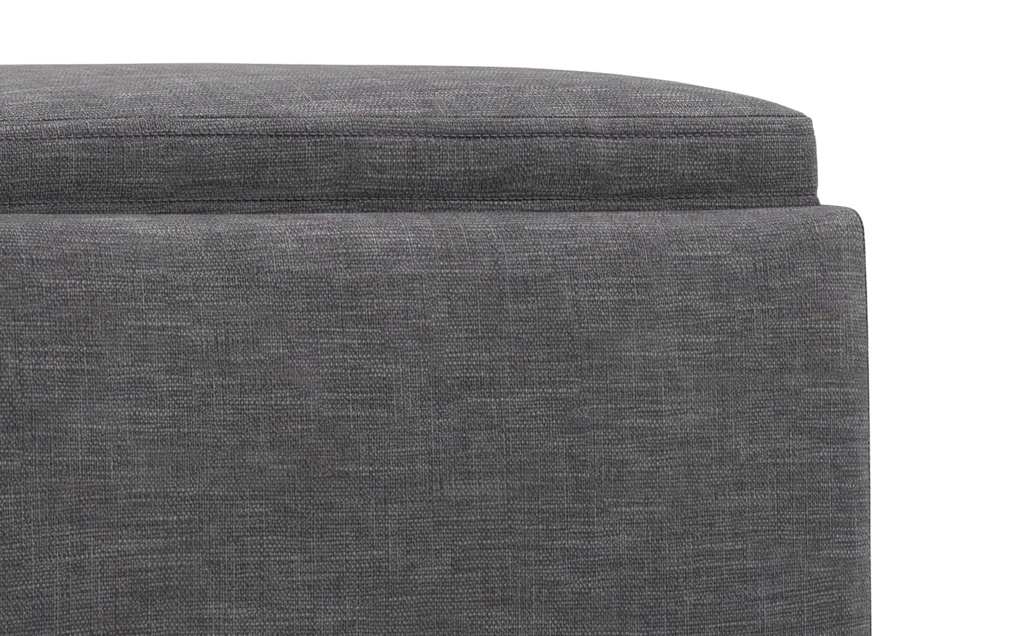 Slate Grey Linen Style Fabric | Natasha Storage Ottoman with Tray