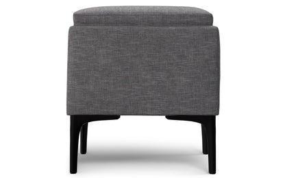 Slate Grey Linen Style Fabric | Natasha Storage Ottoman with Tray