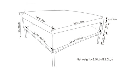 Cloud Grey Linen Style Fabric | Rebecca Coffee Table Storage Ottoman with Lift Up Lid